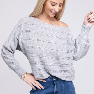 Boat Neck Cable Knit Sweater