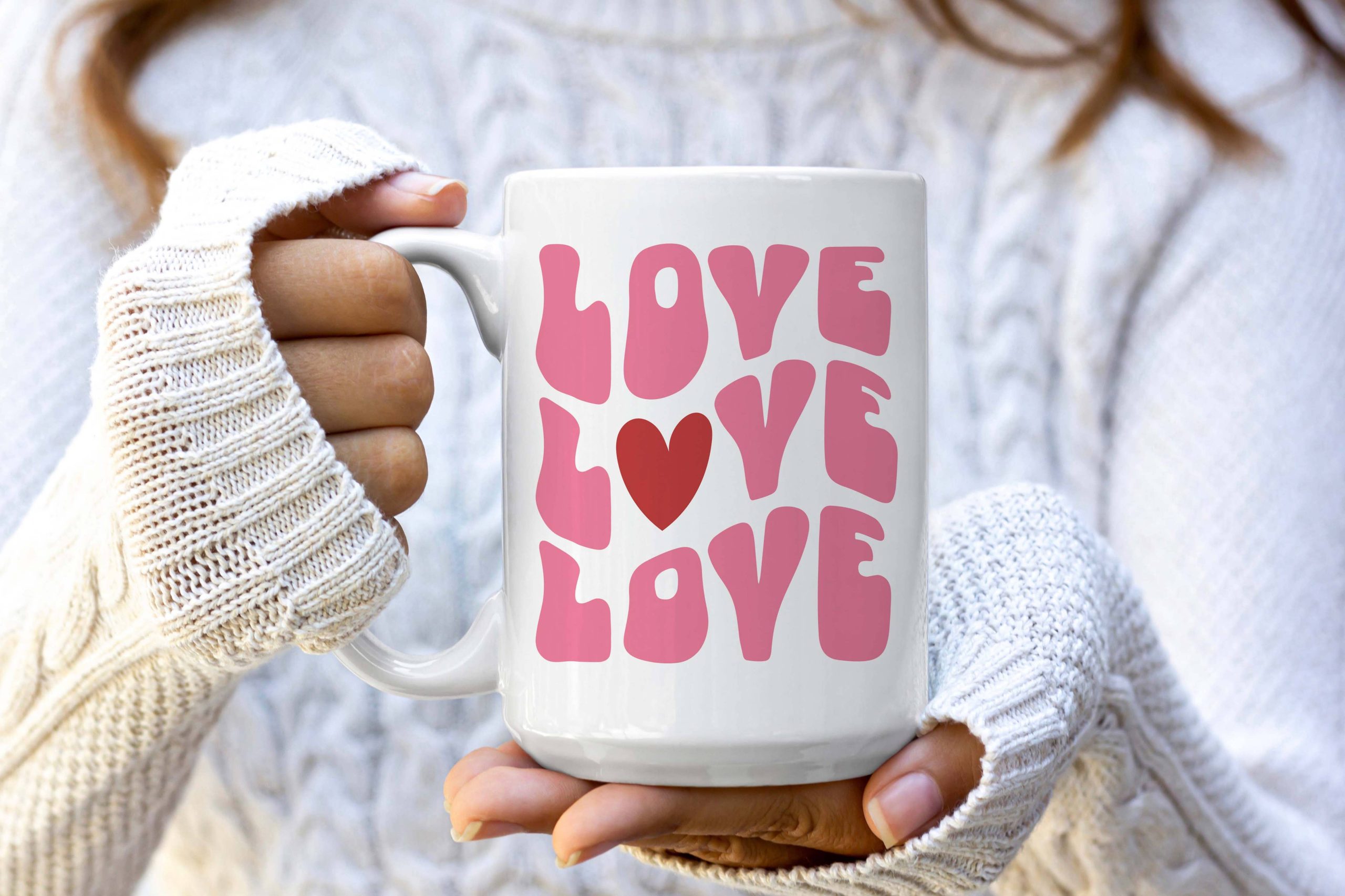 15 oz Love Ceramic Coffee Mug, Valentines Coffee Mug