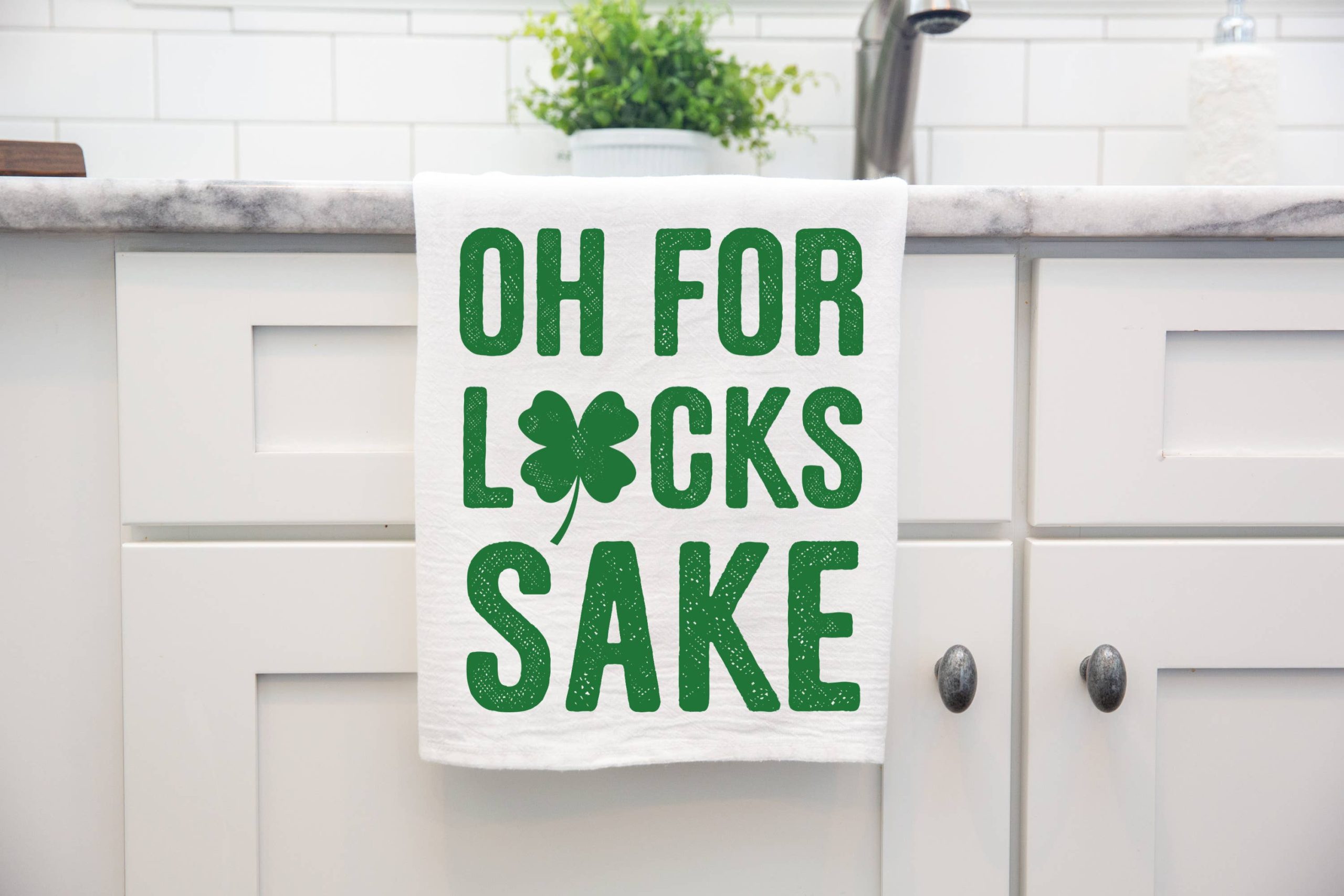 St Patricks Day Oh For Lucks Sake Shamrock Kitchen Towel