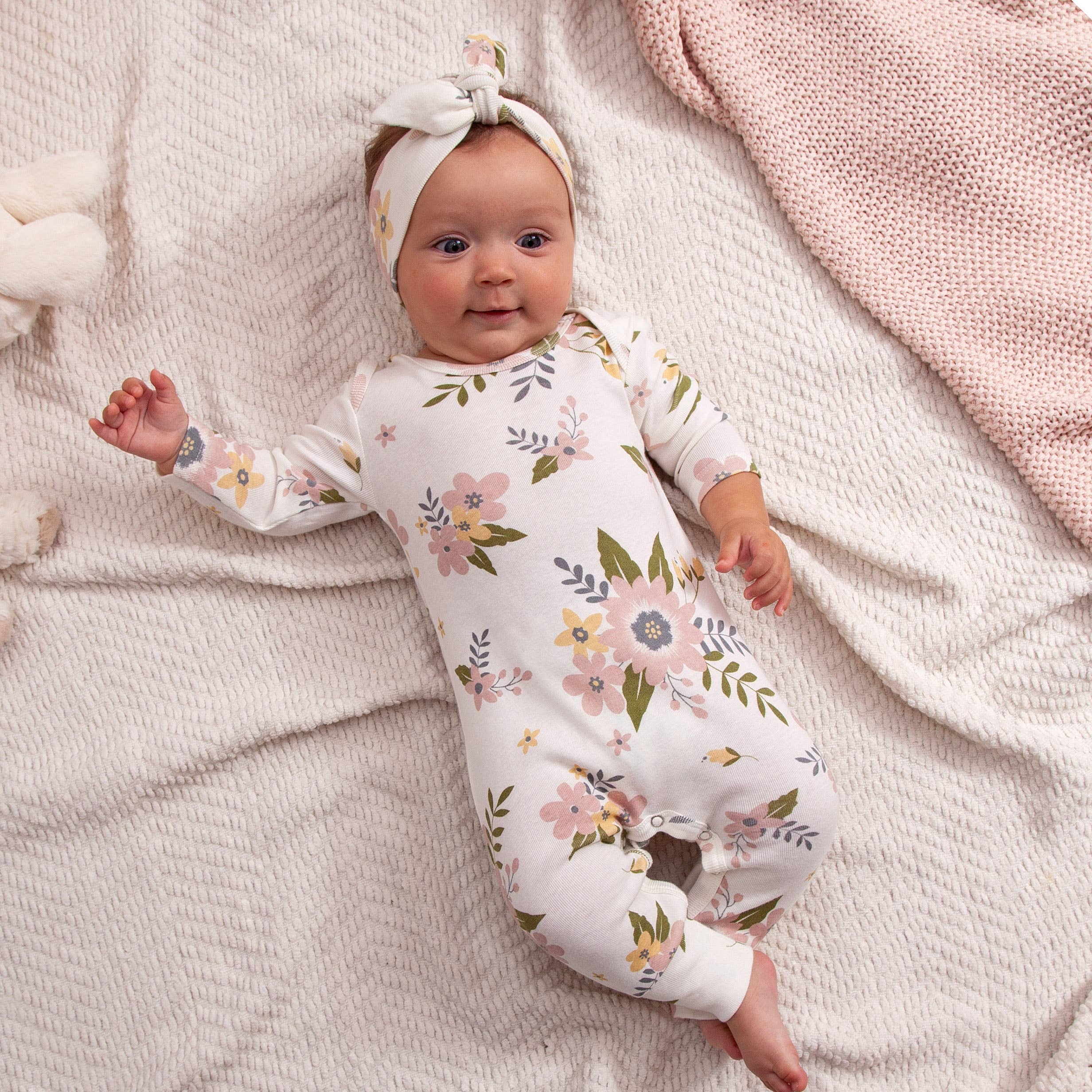 Baby Girl's Meadow Flowers Cotton Romper