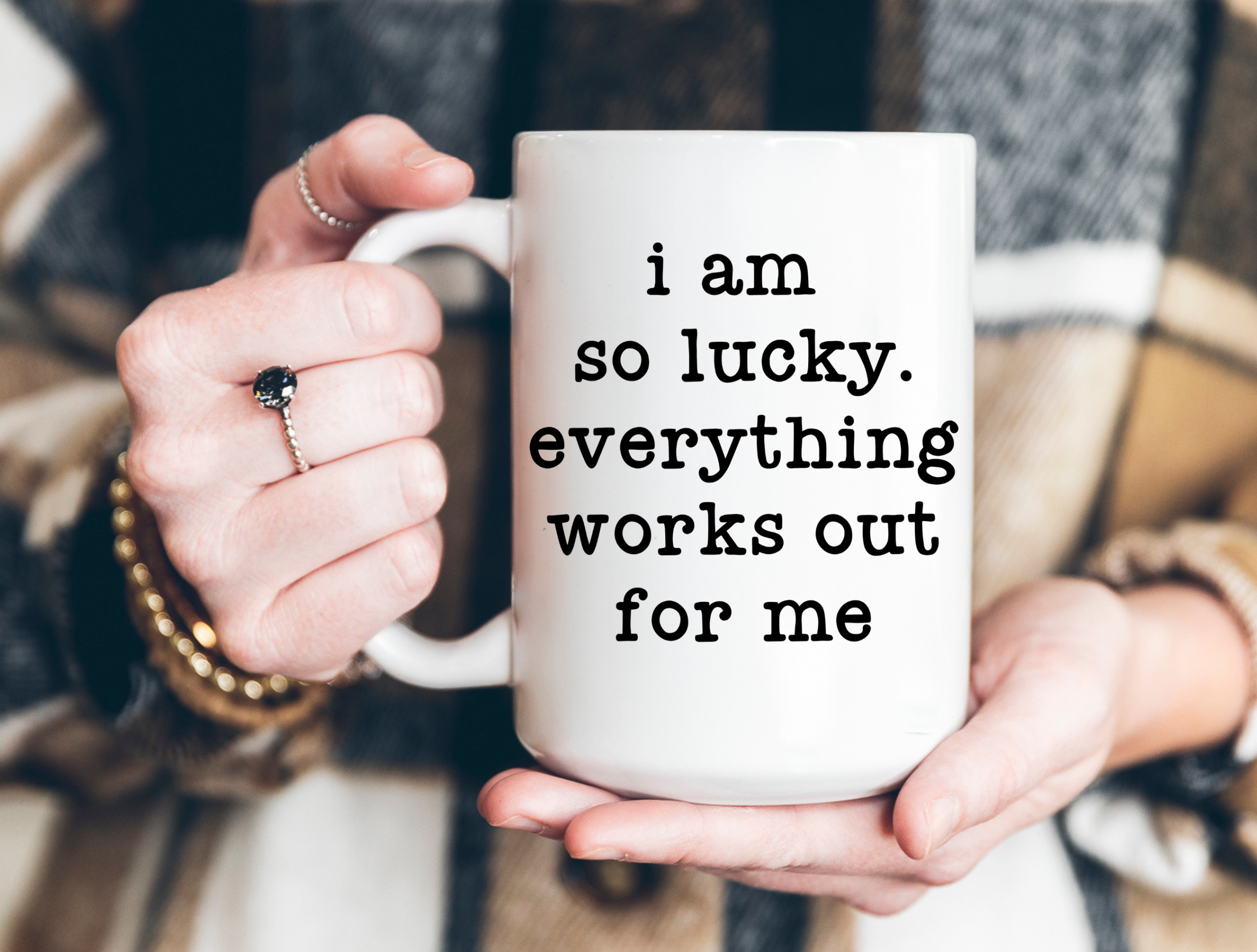 15 oz I Am So Lucky Ceramic Coffee Mug, Lucky Girl Syndrome