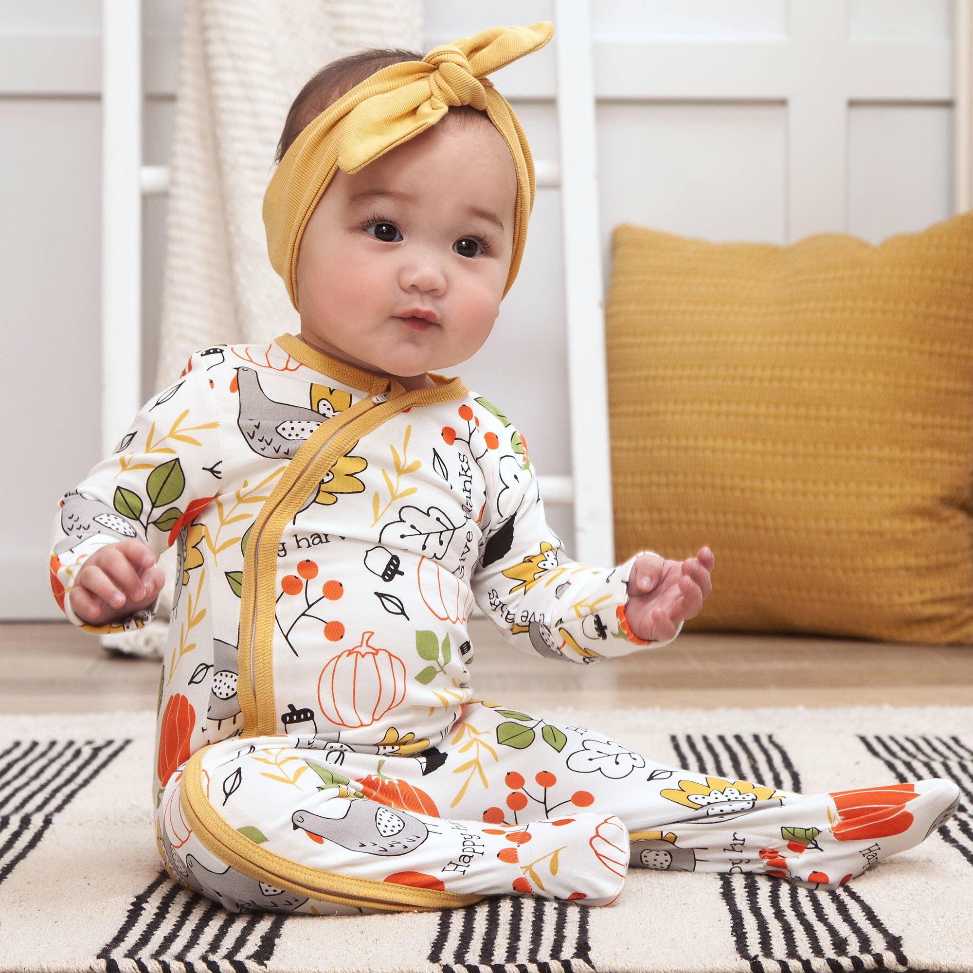 Baby's Thanksgiving Turkey Bamboo Zipper Romper
