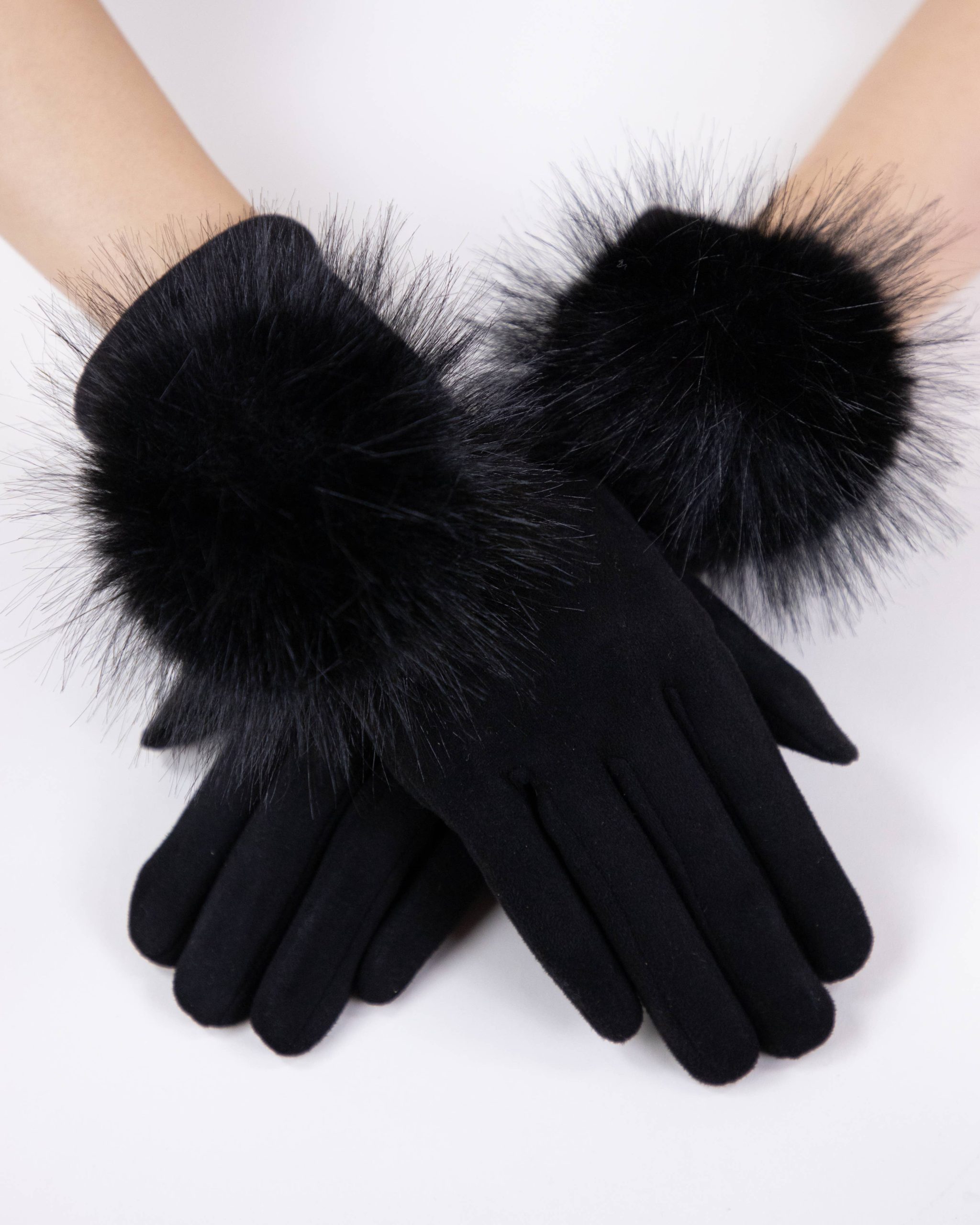 Faux Suede Gloves w/ Pom Pom