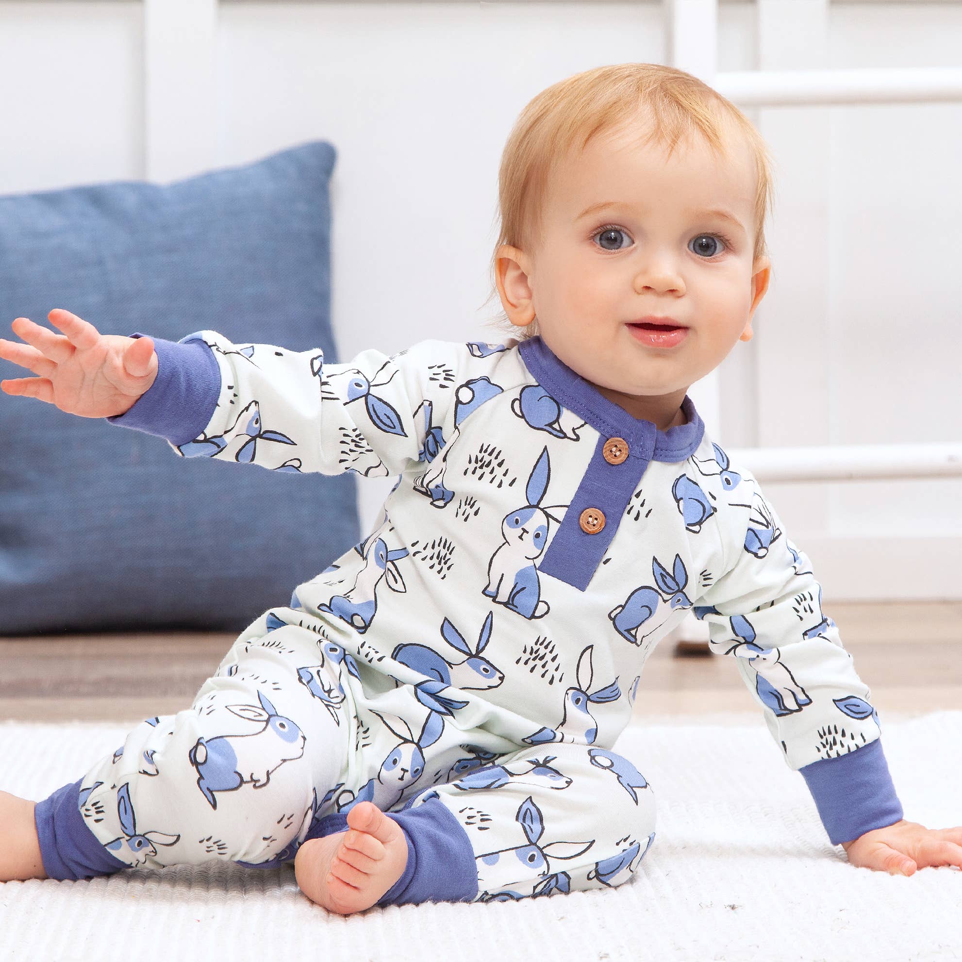 Baby Boy Thumper Bamboo Henley Easter Romper