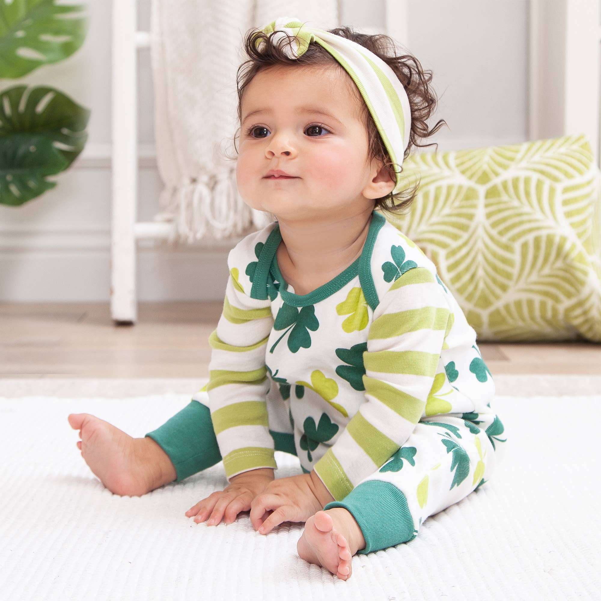 Baby's St. Patty's Shamrocks & Clovers Cotton Romper