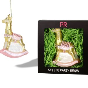 Party Rock | Baby Girl Giraffe Glass Ornament