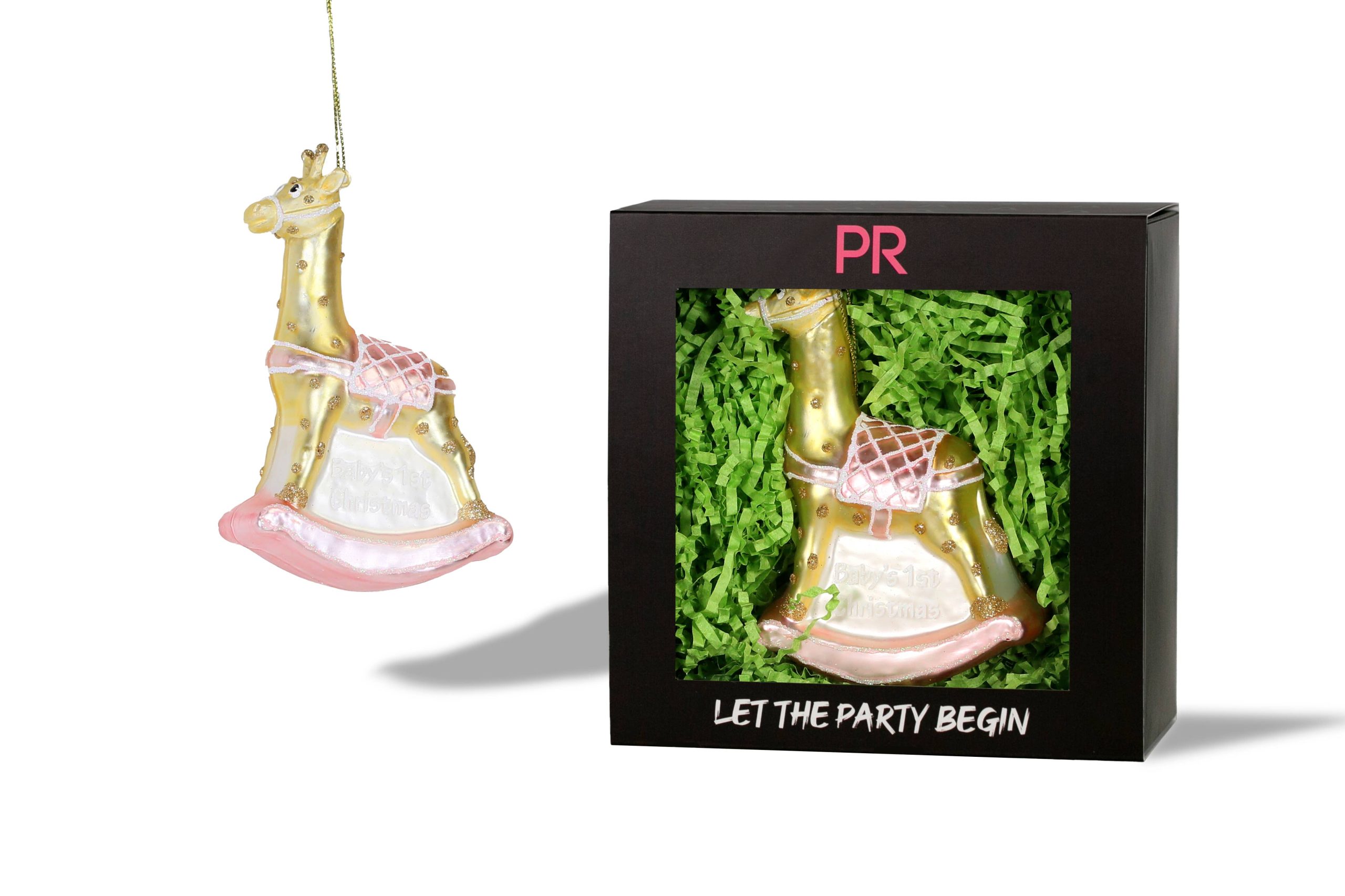 Party Rock | Baby Girl Giraffe Glass Ornament