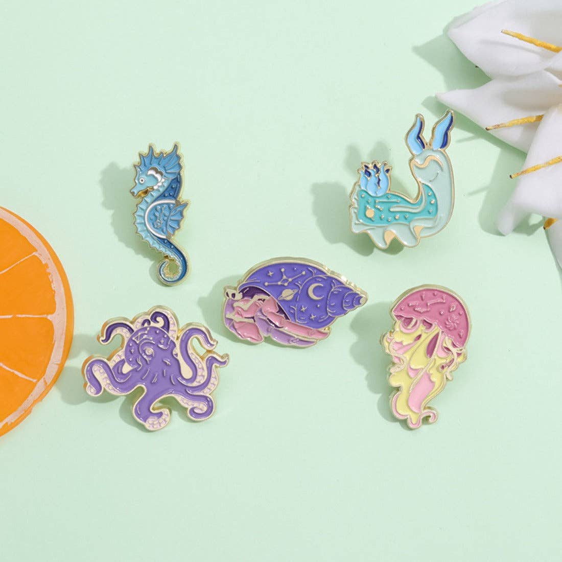 Mystical Sea Creatures Enamel Pins