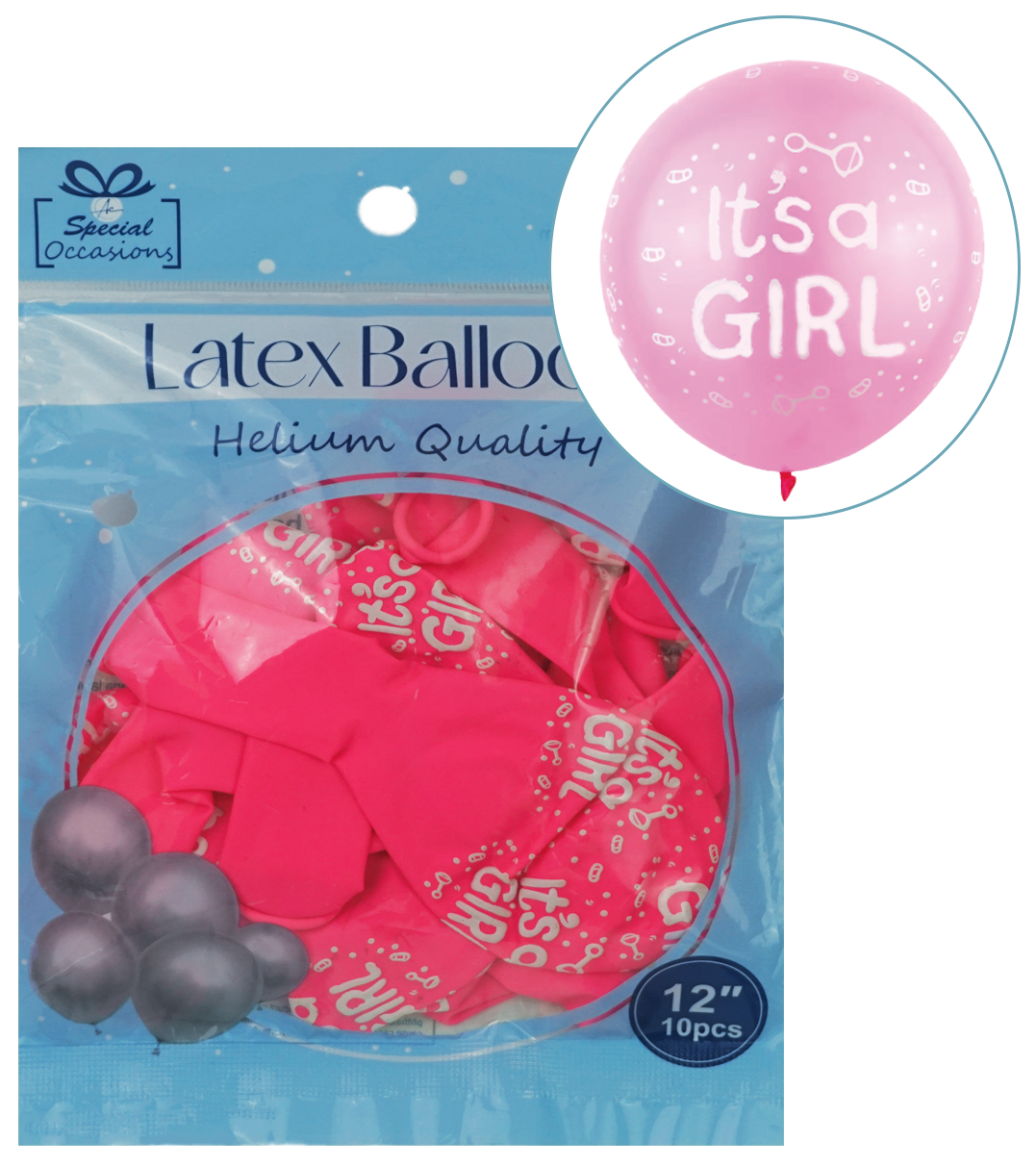 "It's a Girl" Pink Latex Party Balloon, 12in
