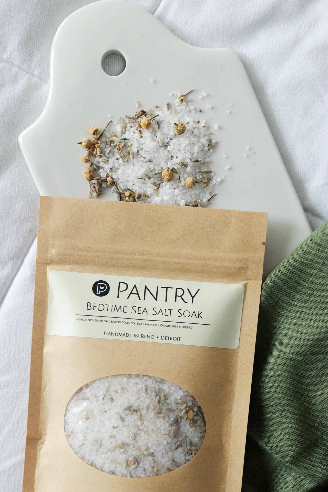 Bedtime Sea Salt Soak, Calming Lavender Chamomile Bath Salts