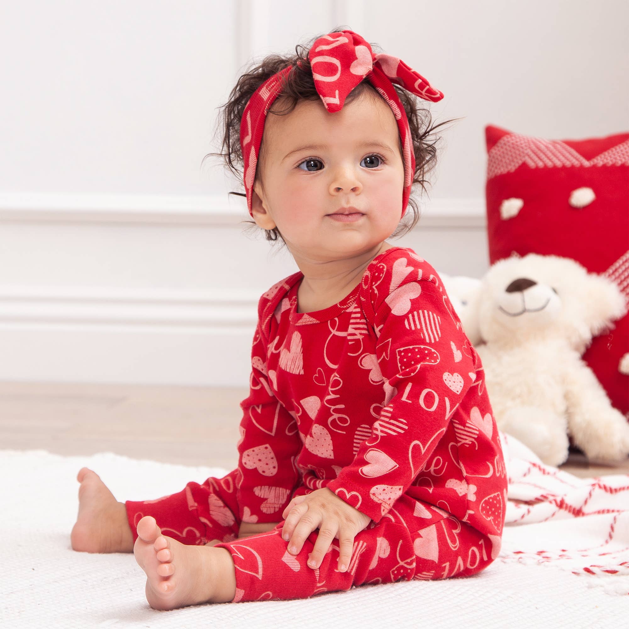 Baby Girl Valentine's Hearts Full of Love Cotton Romper