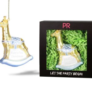 Party Rock | Baby Boy Giraffe Glass Ornament
