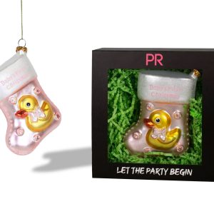 Party Rock | Baby Girl Stocking Glass Ornament