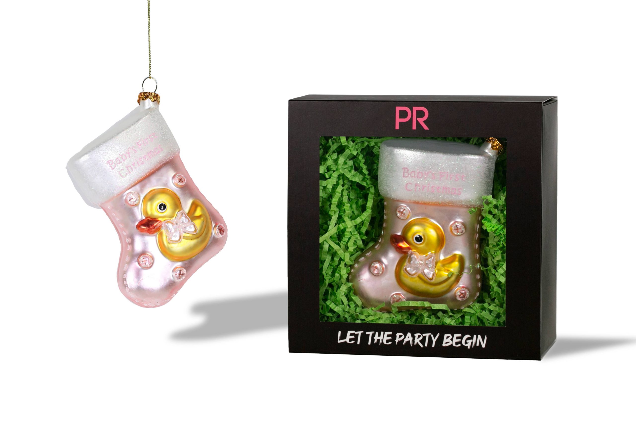 Party Rock | Baby Girl Stocking Glass Ornament