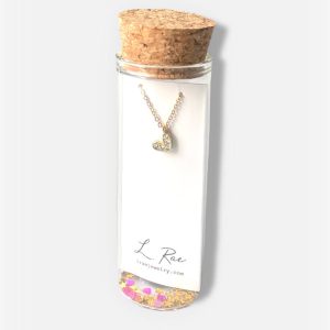 Tiny Crystal Heart charm necklace. Valentine's Day