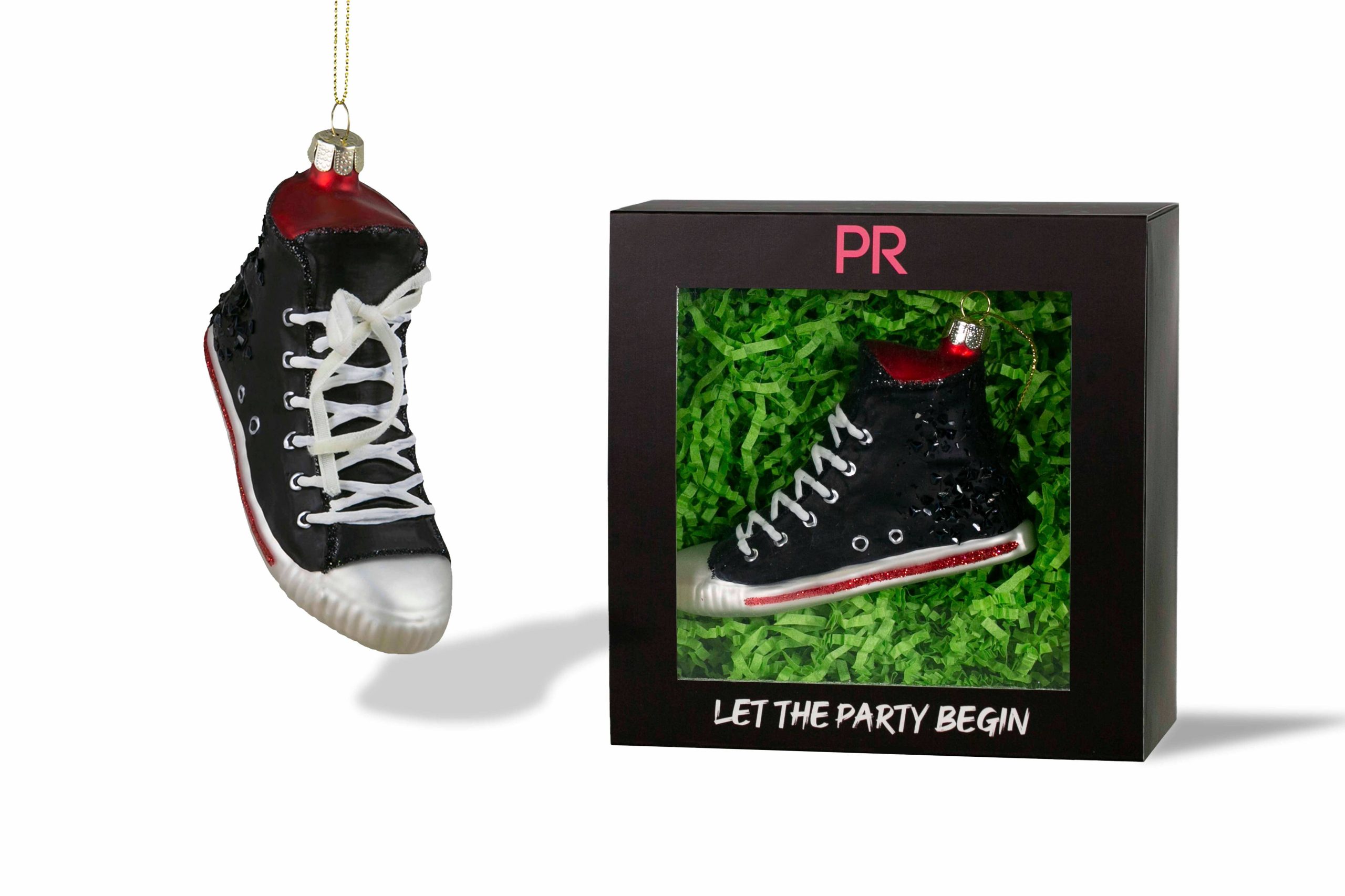 Party Rock | Black High Top Glass Ornament