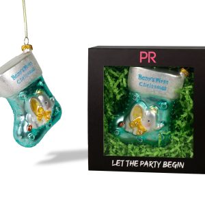 Party Rock | Baby Boy Stocking Glass Ornament