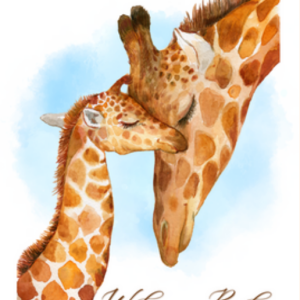 Blue Giraffe Baby Greeting Card