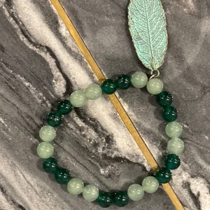 Green Aventurine & Emerald Glass Leaf Bracelet