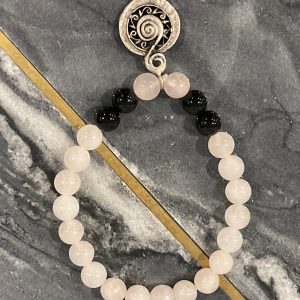 Rose Quartz and Onyx Bracelet