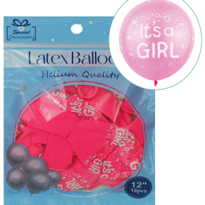 "It's a Girl" Pink Latex Party Balloon