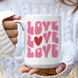 15 oz Love Ceramic Coffee Mug, Valentines Coffee Mug