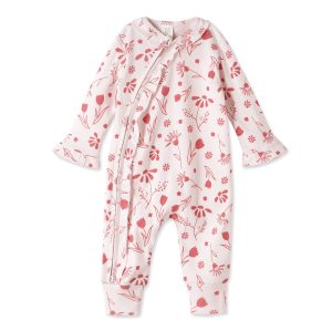 Baby Girl Pink Cotton Zipper Romper
