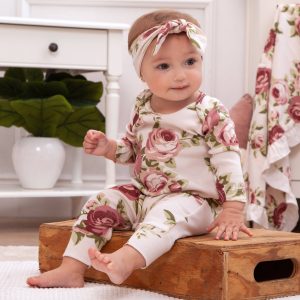 Baby Girl's Cabbage Rose Cotton Romper
