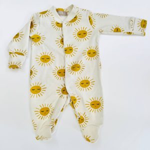Eddie & Bee organic cotton Baby sleep suit  in Oat " Sunny "