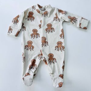 Eddie & Bee organic cotton Baby sleepsuit  in Oat" Baby Octo