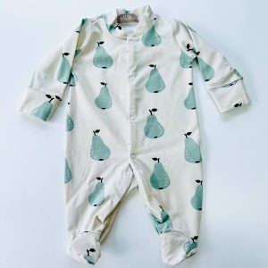 Eddie & Bee organic cotton Baby sleepsuit  in Oat" Pear" pri