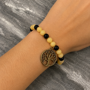 Yellow Jade & Black Onyx Tree of Life Bracelet