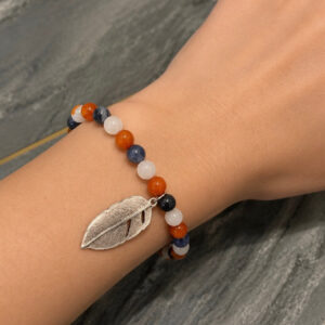 Carnelian, Sodalite & White Quartz Feather Bracelet