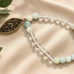 Clear Quartz & Amazonite Leaf Bracelet