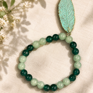 Green Aventurine & Emerald Glass Leaf Bracelet