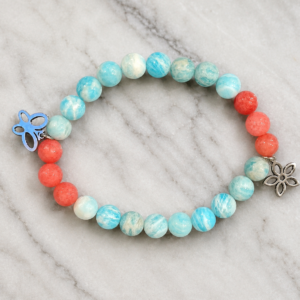 Amazonite & Coral Butterfly Bracelet