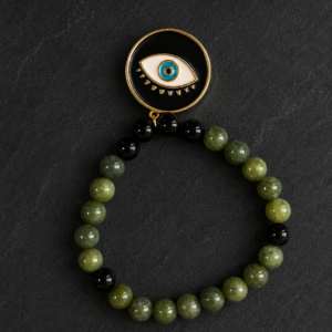 Green Jade & Black Onyx Evil Eye Bracelet