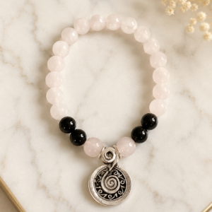 Rose Quartz and Onyx Bracelet